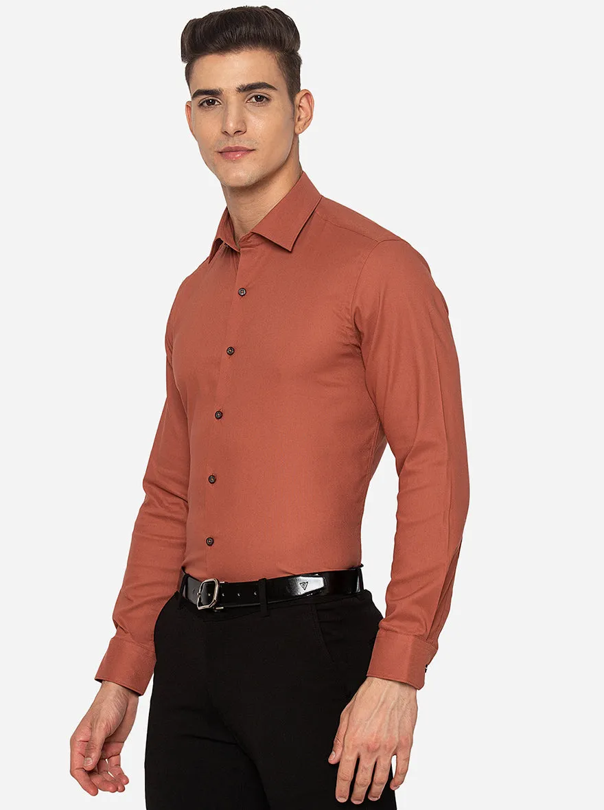 Brown Solid Slim Fit Party Wear Shirt | JB Studio