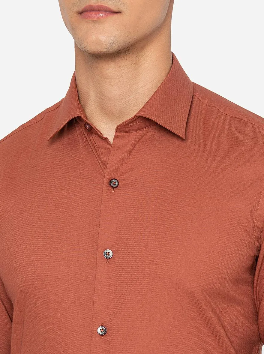 Brown Solid Slim Fit Party Wear Shirt | JB Studio