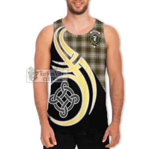 Buchanan Dress Tartan Men's Tank Top with Family Crest and Celtic Symbol Style