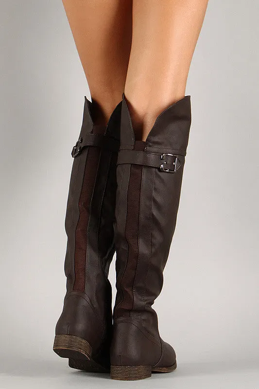 Buckle Round Toe Riding Knee High Boots