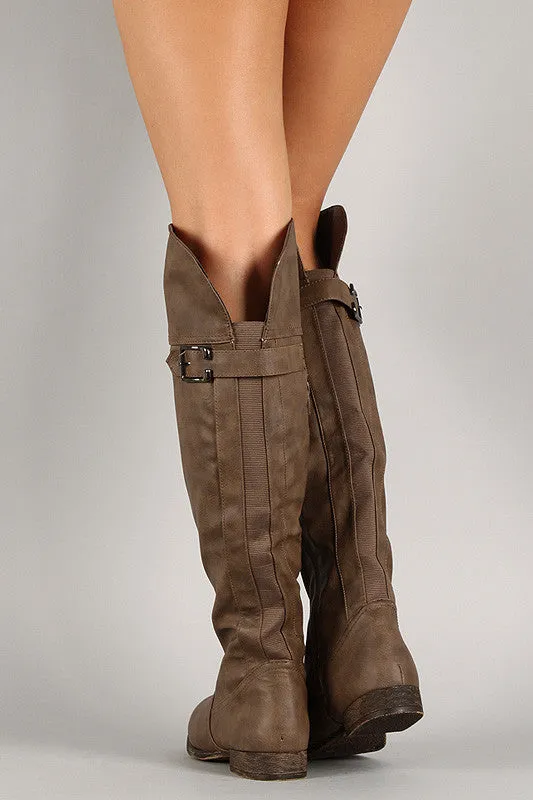 Buckle Round Toe Riding Knee High Boots