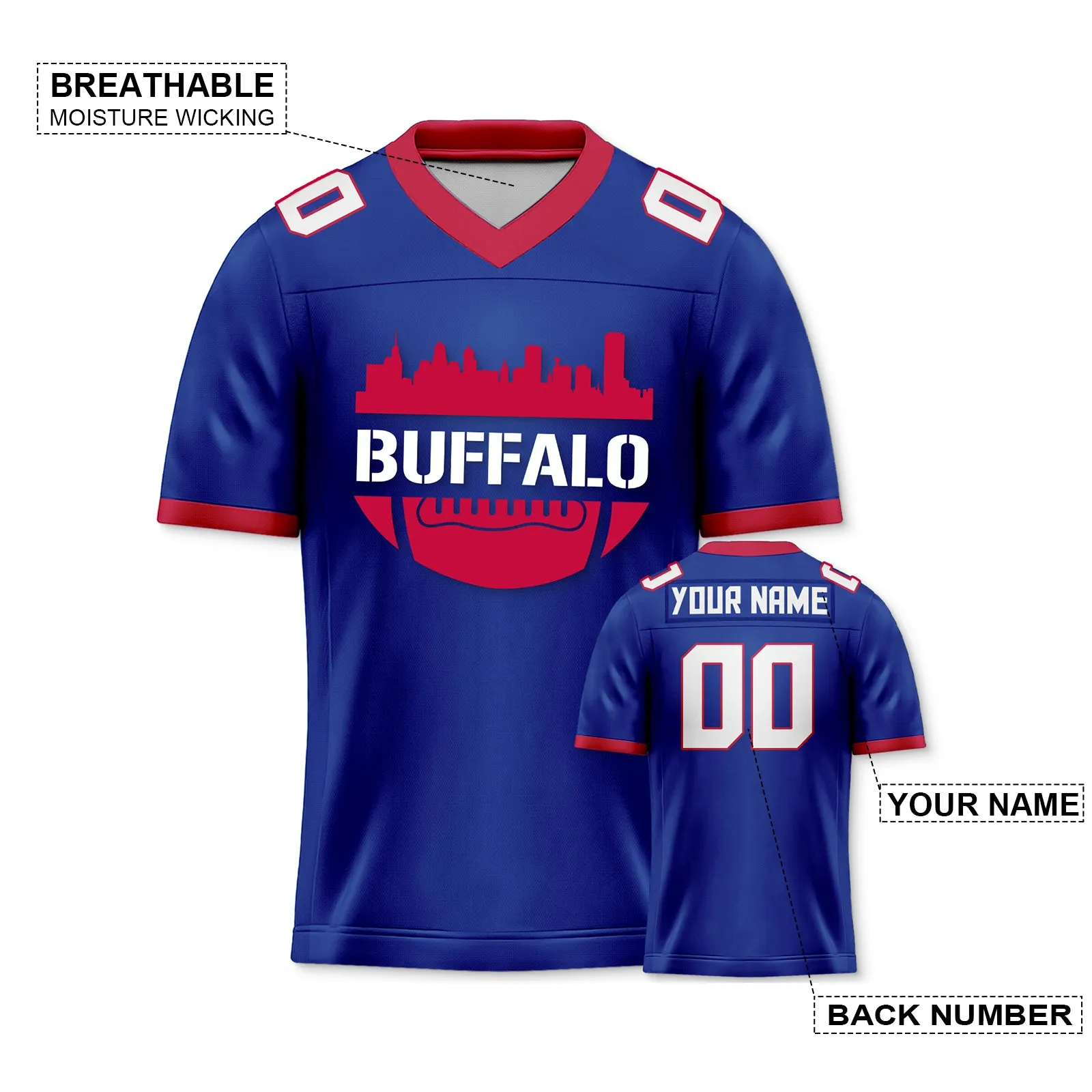 Buffalo Bills City Custom Football Jersey for Men Women Youth Personalized Name Number Sports Apparel Shirts for Fans Gifts