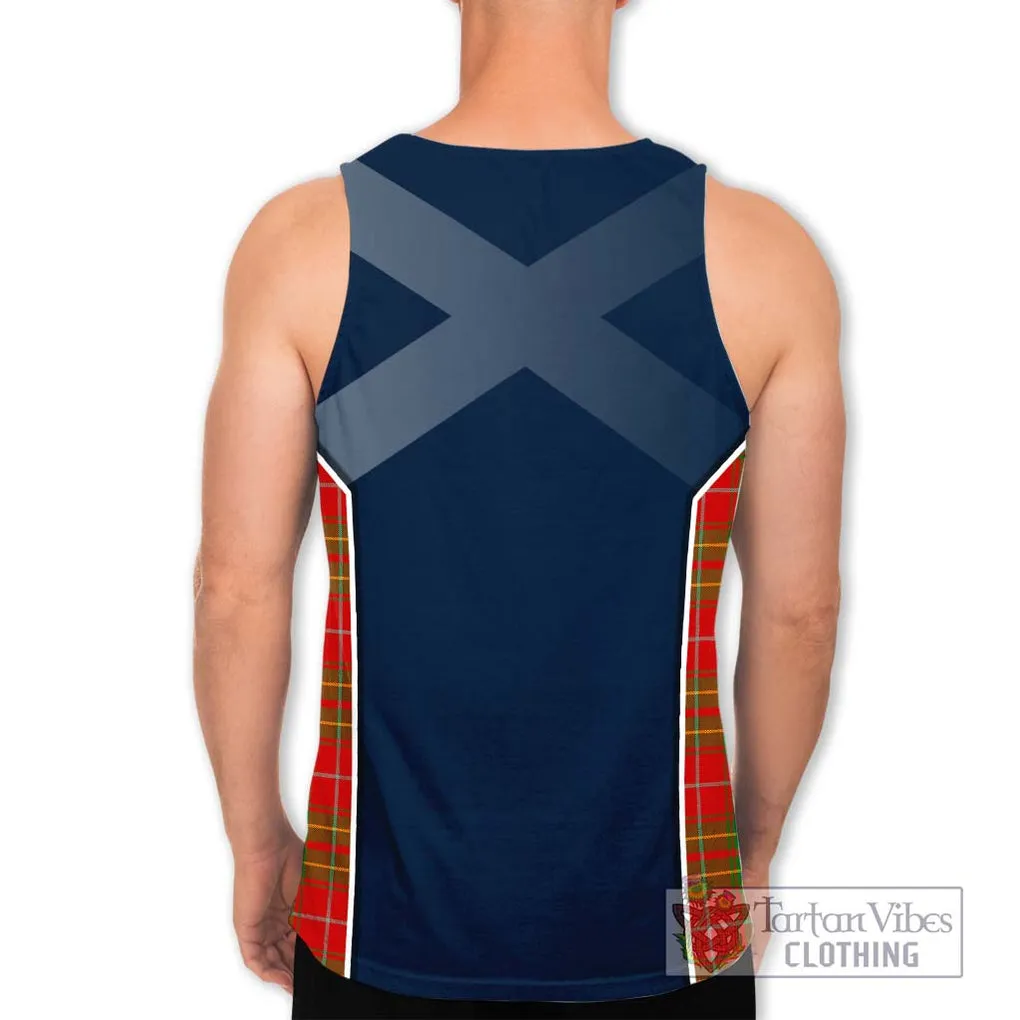 Burnett Tartan Men's Tank Top with Family Crest and Lion Rampant Vibes Sport Style