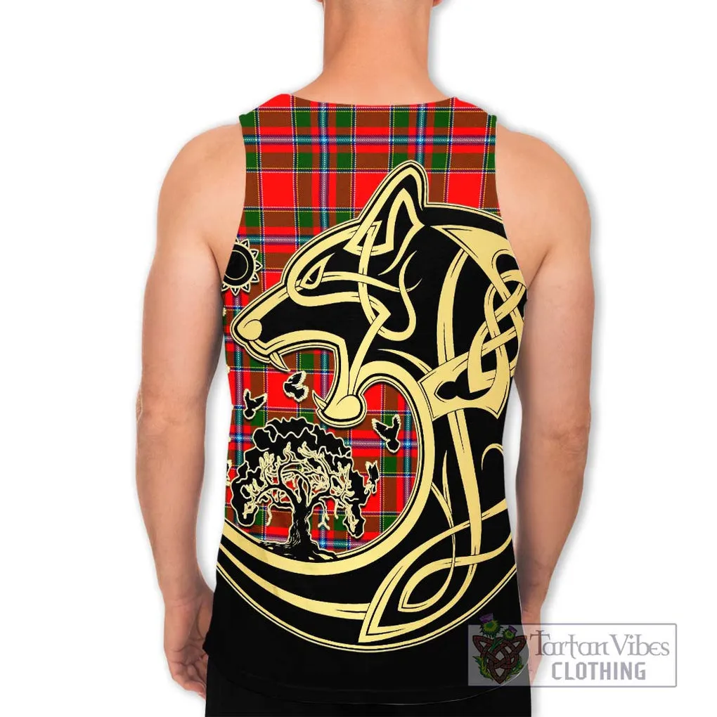 Butter Tartan Men's Tank Top with Family Crest Celtic Wolf Style