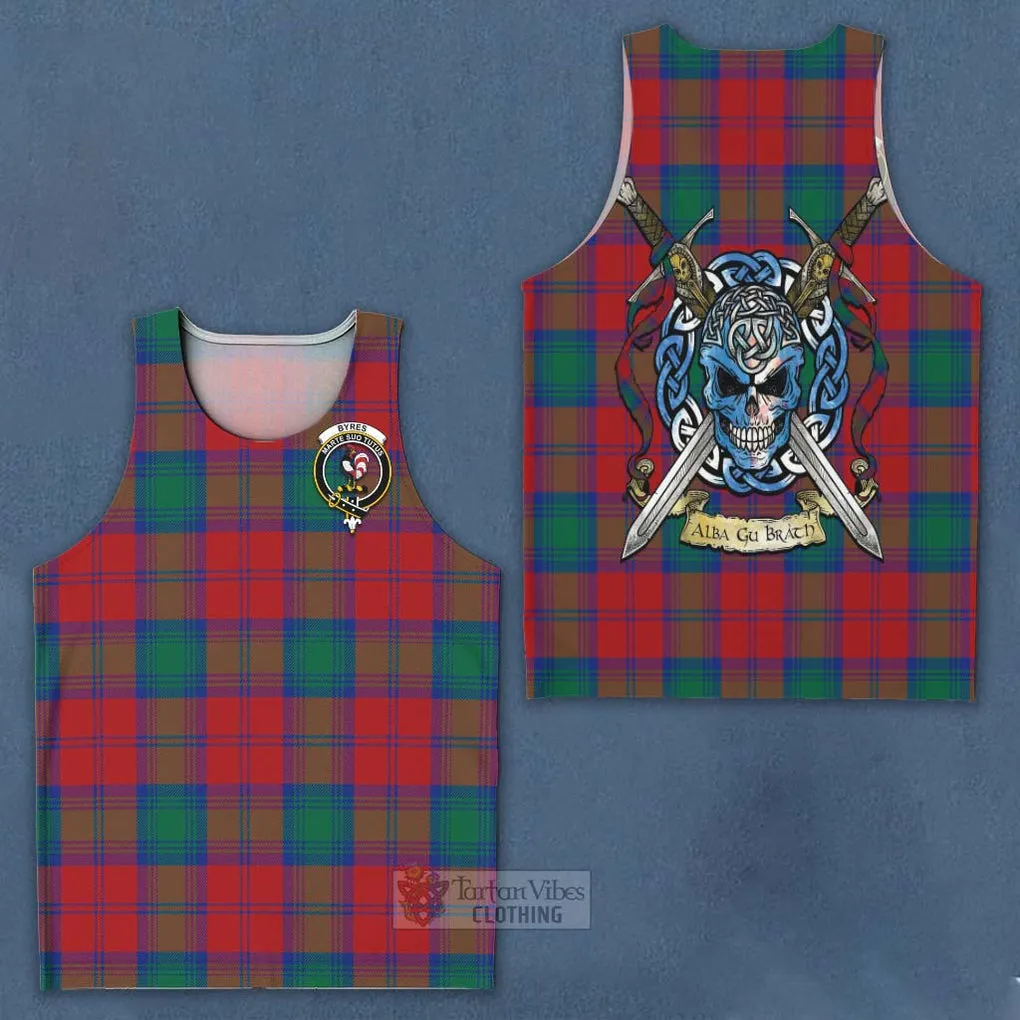 Byres (Byses) Tartan Men's Tank Top with Family Crest Celtic Skull Style