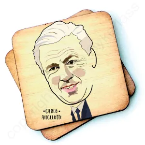 Carlo Ancelotti Rustic Character Wooden Coaster - RWC1