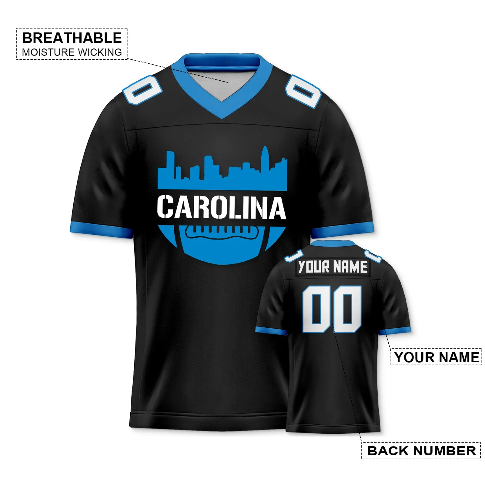 Carolina Panthers City Custom Football Jersey for Men Women Youth Personalized Name Number Sports Apparel Shirts for Fans Gifts