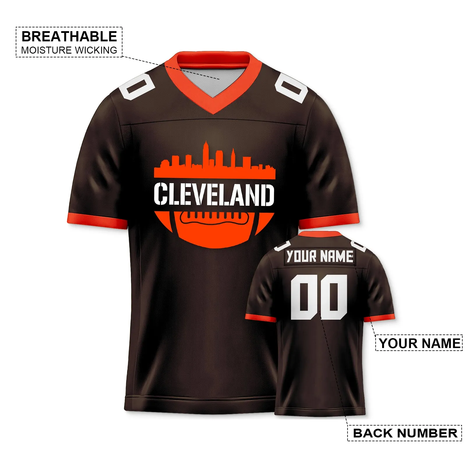 Cleveland Browns City Custom Football Jersey for Men Women Youth Personalized Name Number Sports Apparel Shirts for Fans Gifts