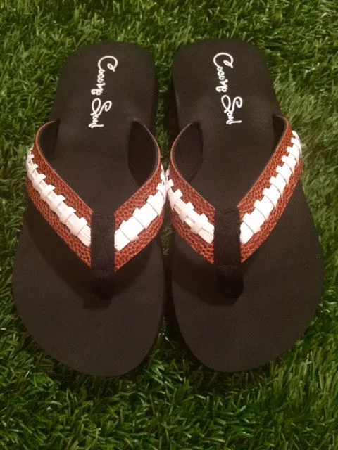 Cocomo Soul Football Stitch Flip Flops Womens