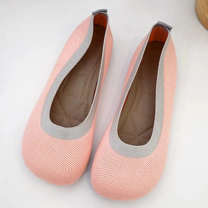 Comfortable Air Mesh Square Toe Ballet Flats for Women