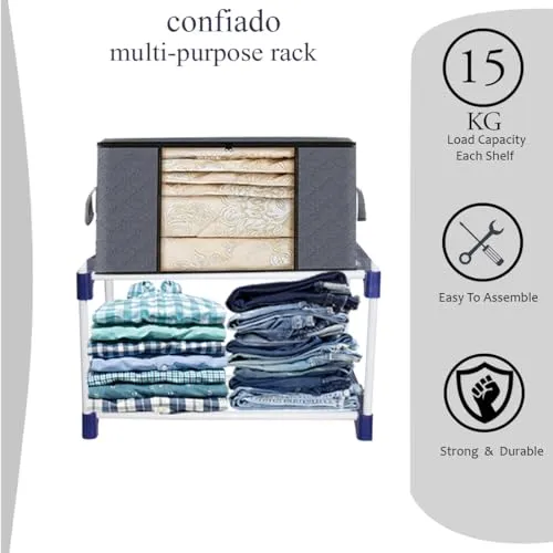 Confiado 2 Tier Stackable Shoe Storage Rack, Metal, for Home, Bedroom, Living Room, Kitchen, Bathroom, Outdoor (2 Tier)