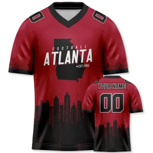 Custom Football Jersey Atlanta City Map Graffiti Shirt Unisex Personalized Name and Number for Men Women Youth Football Fans Gift