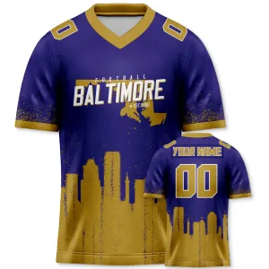 Custom Football Jersey Baltimore Ravens City Map Graffiti Shirt Unisex Personalized Name and Number for Men Women Youth Football Fans Gift