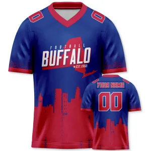 Custom Football Jersey Buffalo Bills City Map Graffiti Shirt Unisex Personalized Name and Number for Men Women Youth Football Fans Gift