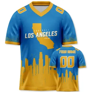 Custom Football Jersey Los Angeles Chargers City Map Graffiti Shirt Unisex Personalized Name and Number for Men Women Youth Football Fans Gift