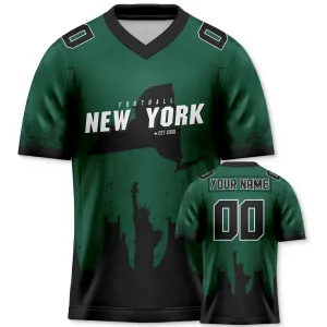 Custom Football Jersey New York Jets City Map Graffiti Shirt Unisex Personalized Name and Number for Men Women Youth Football Fans Gift