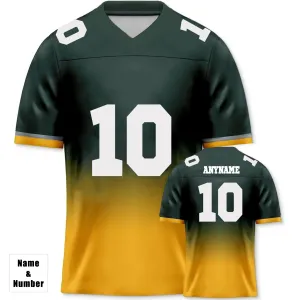 Custom Name&Number Jersey Green Bay Packers Polyester Gradient Green Yellow Football Jersey Sports Shirts Breathable Fabric Loose Fit Adult & Teen Fans Gift Men Youth