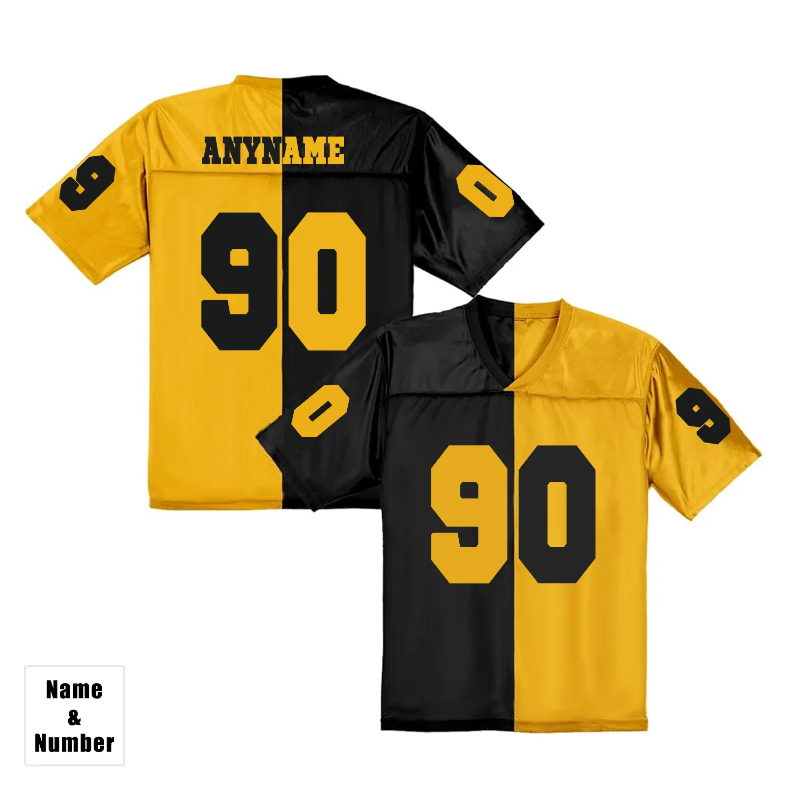 Custom Name&Number Jersey Pittsburgh Steelers Polyester Black Yellow Jersey Breathable Fabric Loose Sports Shirt Adult & Teen Fans Gift Men Youth