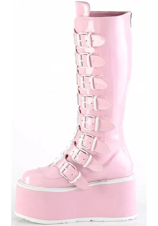 DAMNED-318 [Pink Holo Patent] | PLATFORM BOOTS [PREORDER]