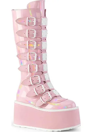 DAMNED-318 [Pink Holo Patent] | PLATFORM BOOTS [PREORDER]