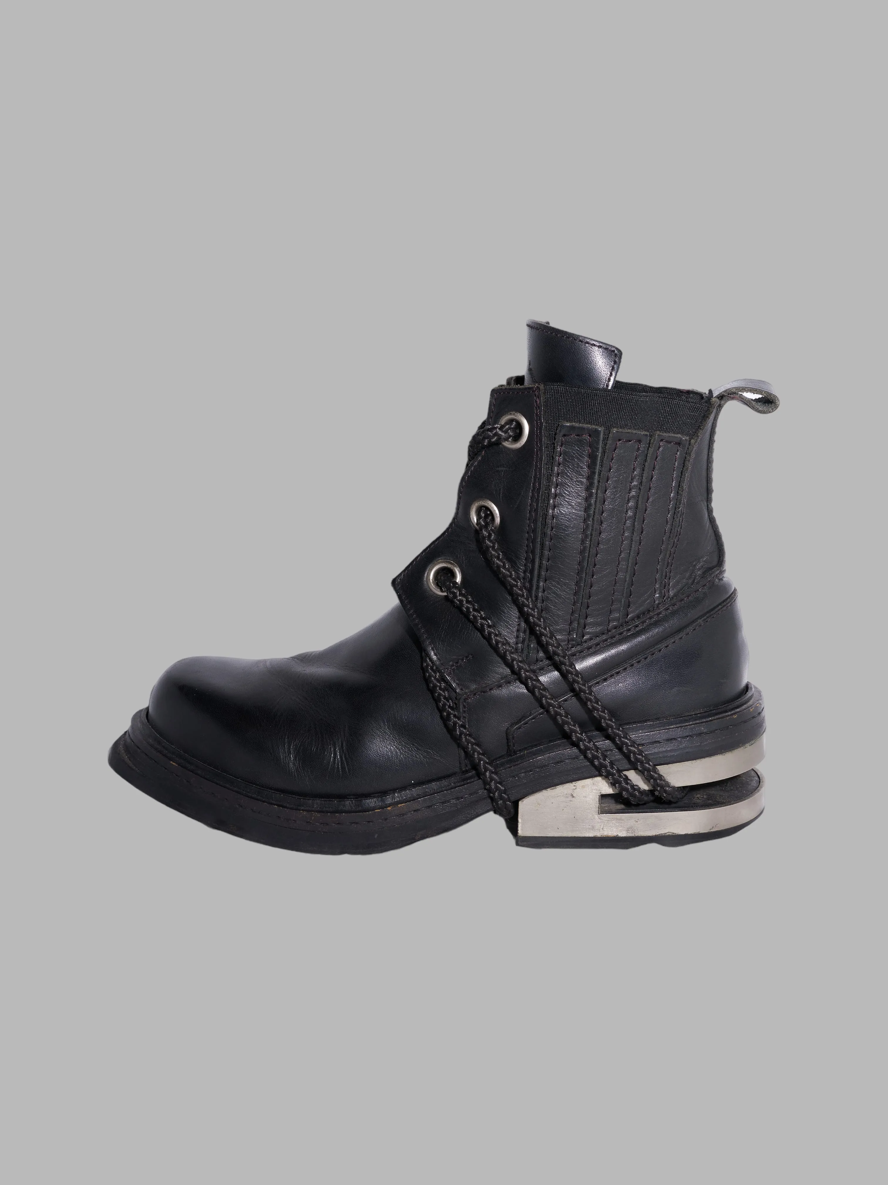 Dirk Bikkembergs 1990s black leather steel heel mountaineering boots - EU 41