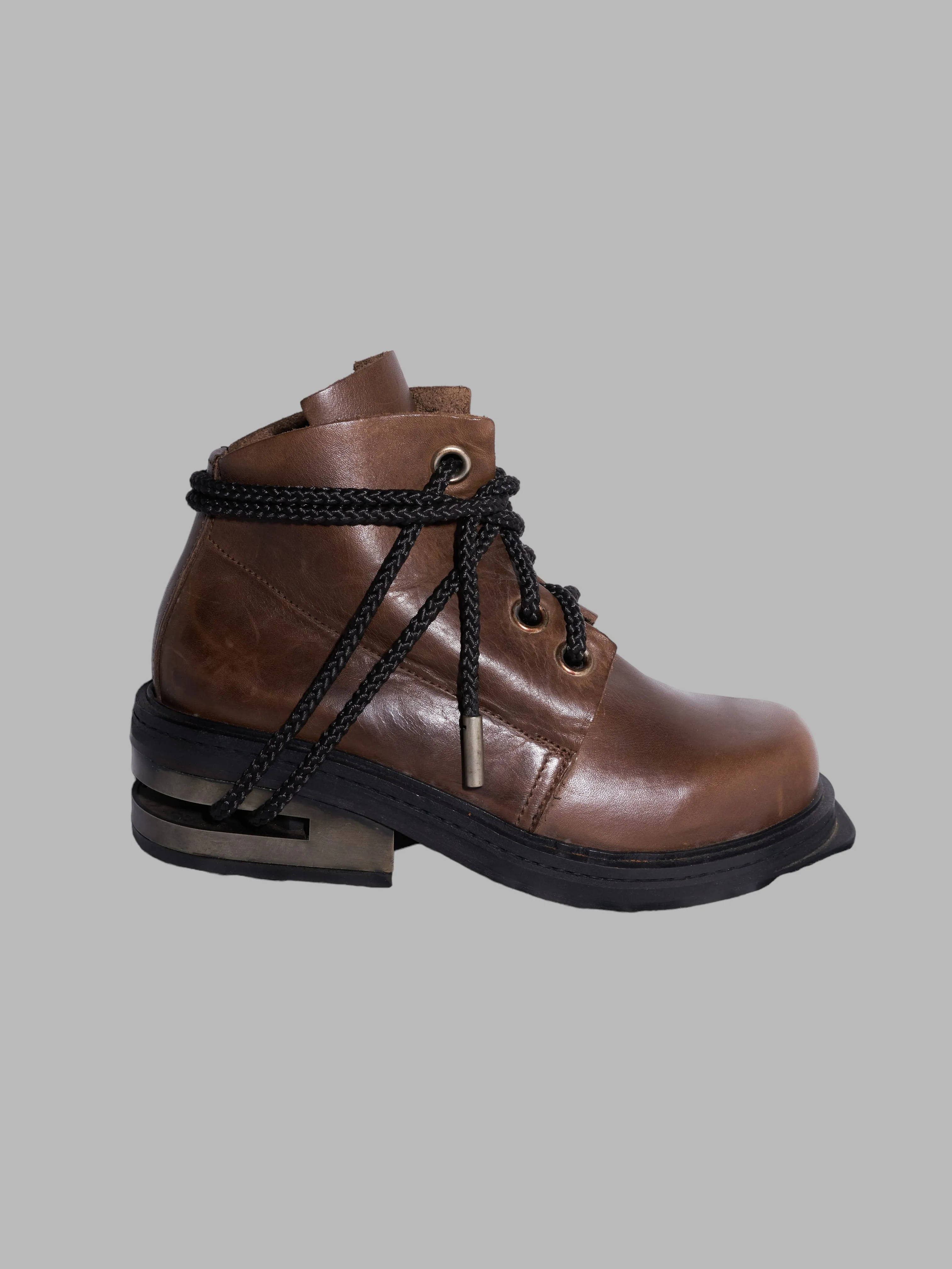 Dirk Bikkembergs 1990s brown leather steel heel mountaineering boots - EU 39