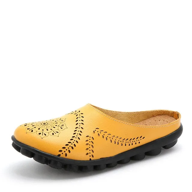 dobeyping New Cut-Outs Summer Shoes Woman Genuine Leather Women Flats