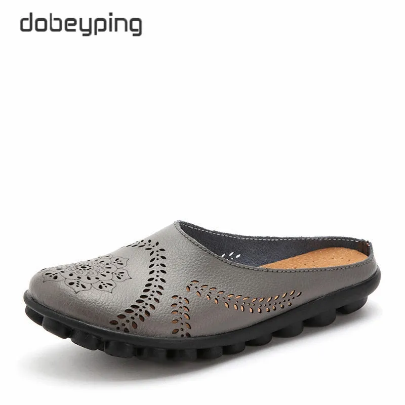 dobeyping New Cut-Outs Summer Shoes Woman Genuine Leather Women Flats