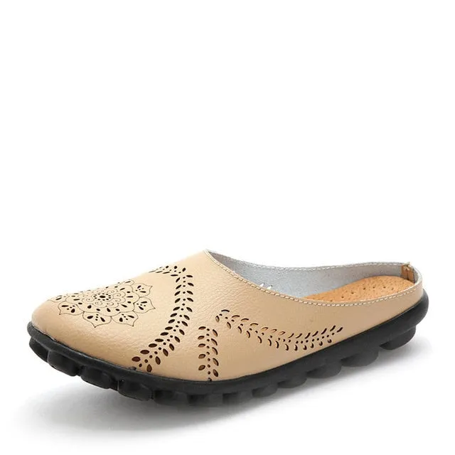 dobeyping New Cut-Outs Summer Shoes Woman Genuine Leather Women Flats