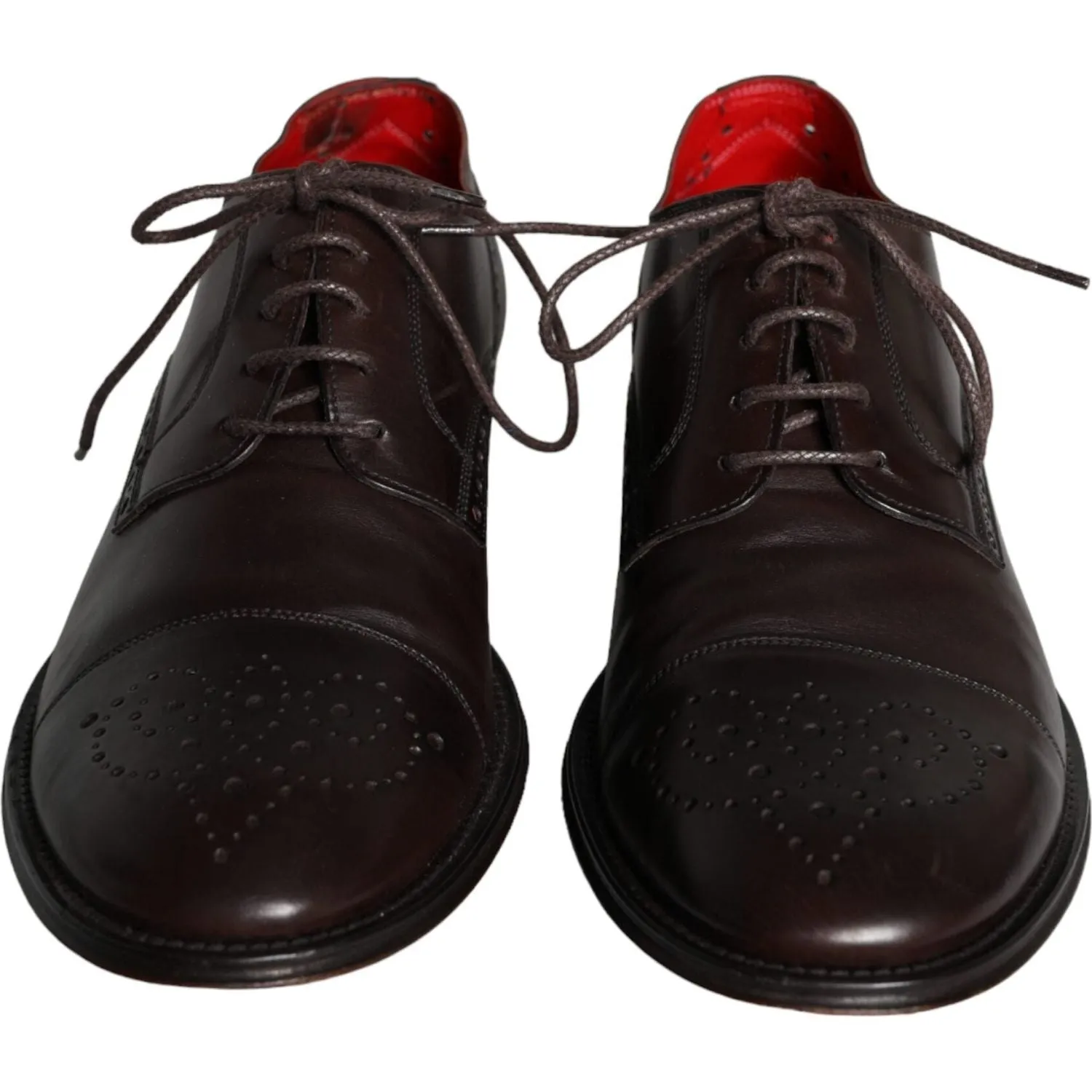 Dolce & Gabbana Brown Calfskin Leather Lace Up Oxford Shoes