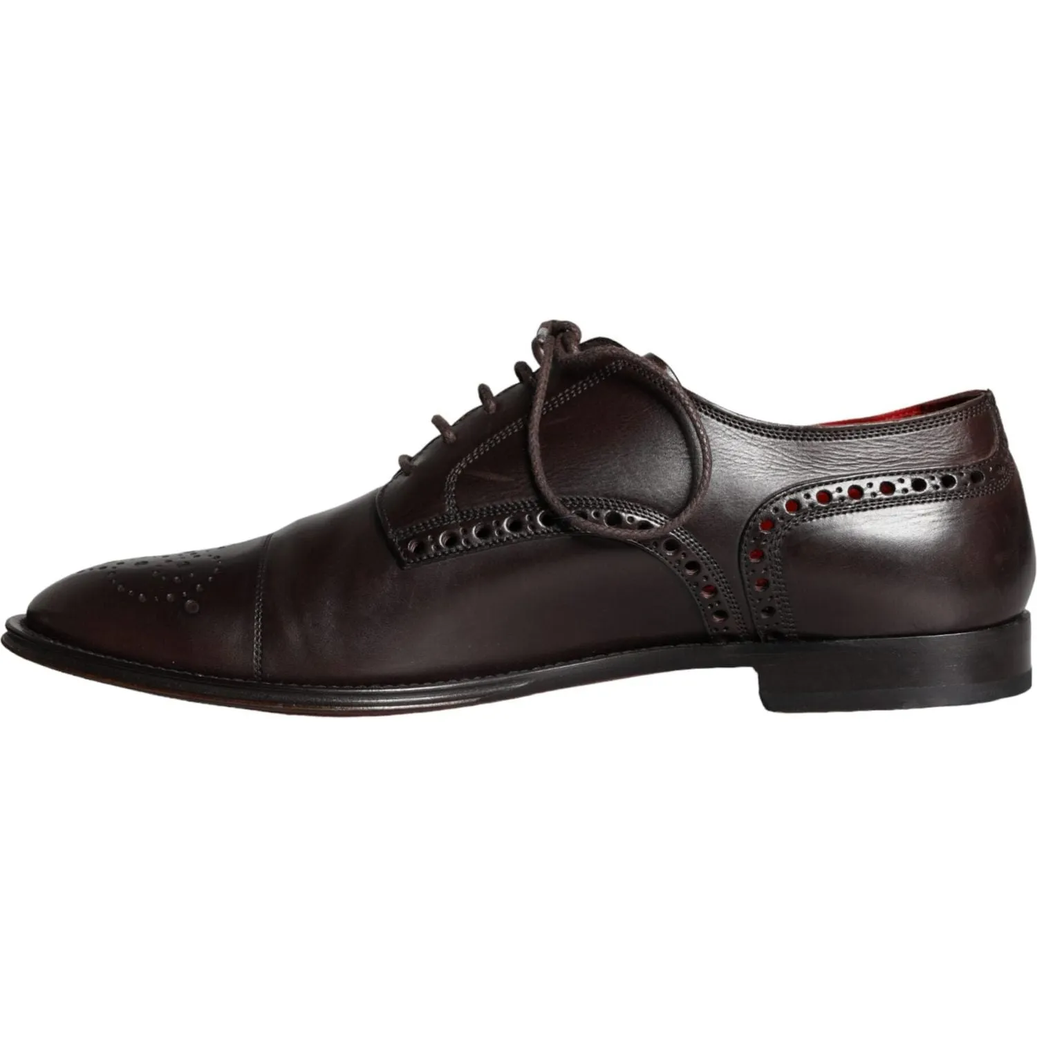 Dolce & Gabbana Brown Calfskin Leather Lace Up Oxford Shoes