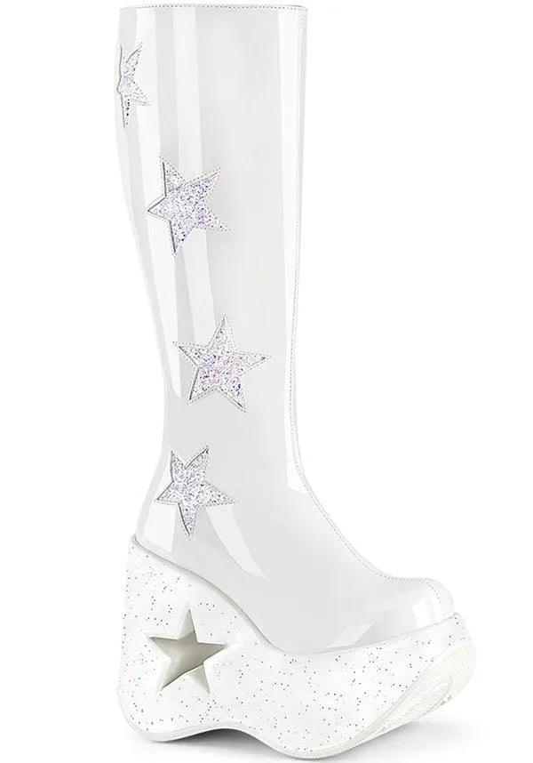 DYNAMITE-218 [White Pat] | PLATFORM BOOTS [PREORDER]