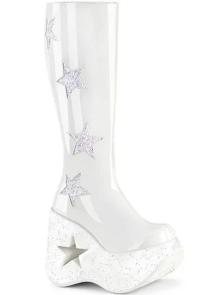 DYNAMITE-218 [White Pat] | PLATFORM BOOTS [PREORDER]