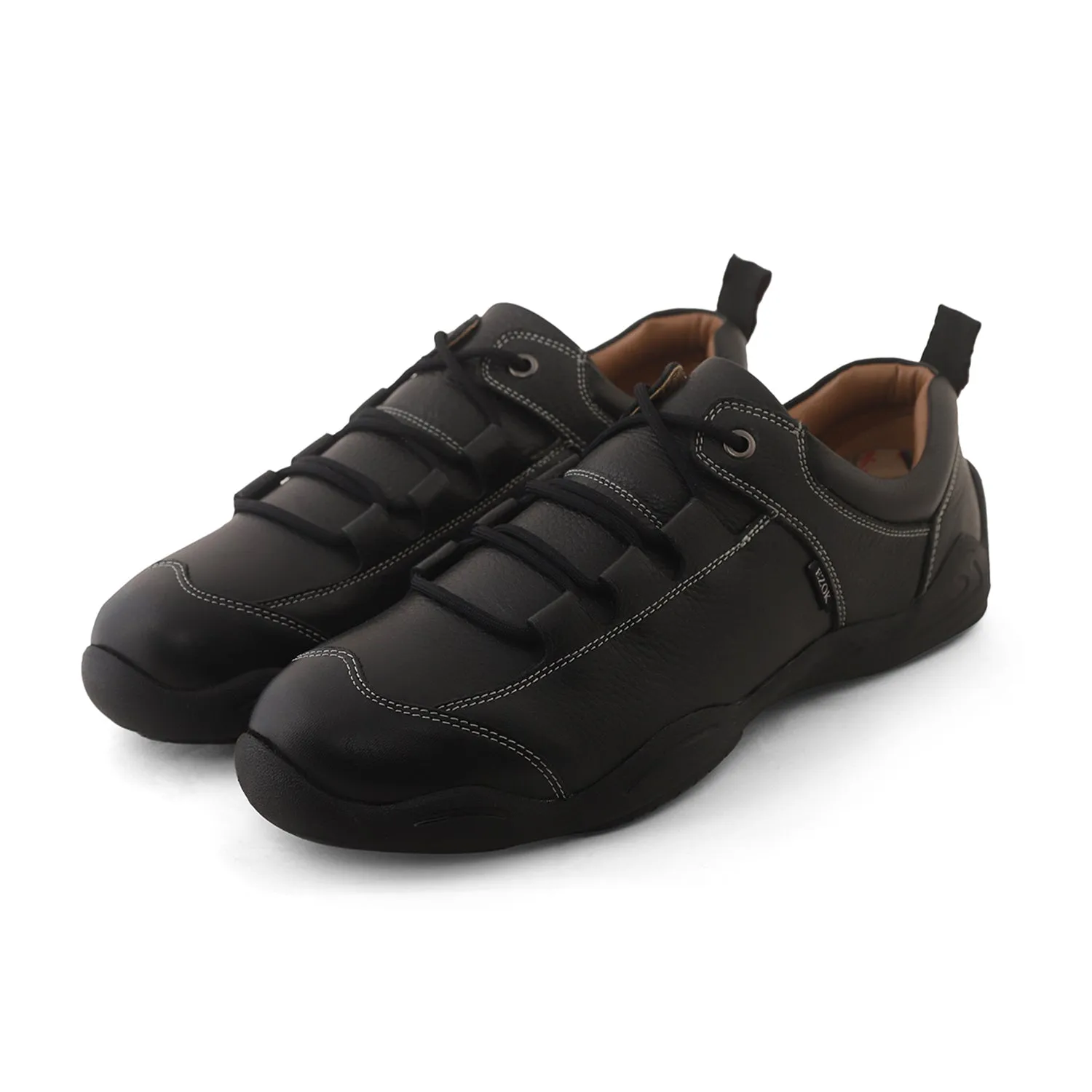 Ezok Mens Casual Black Leather Sneakers