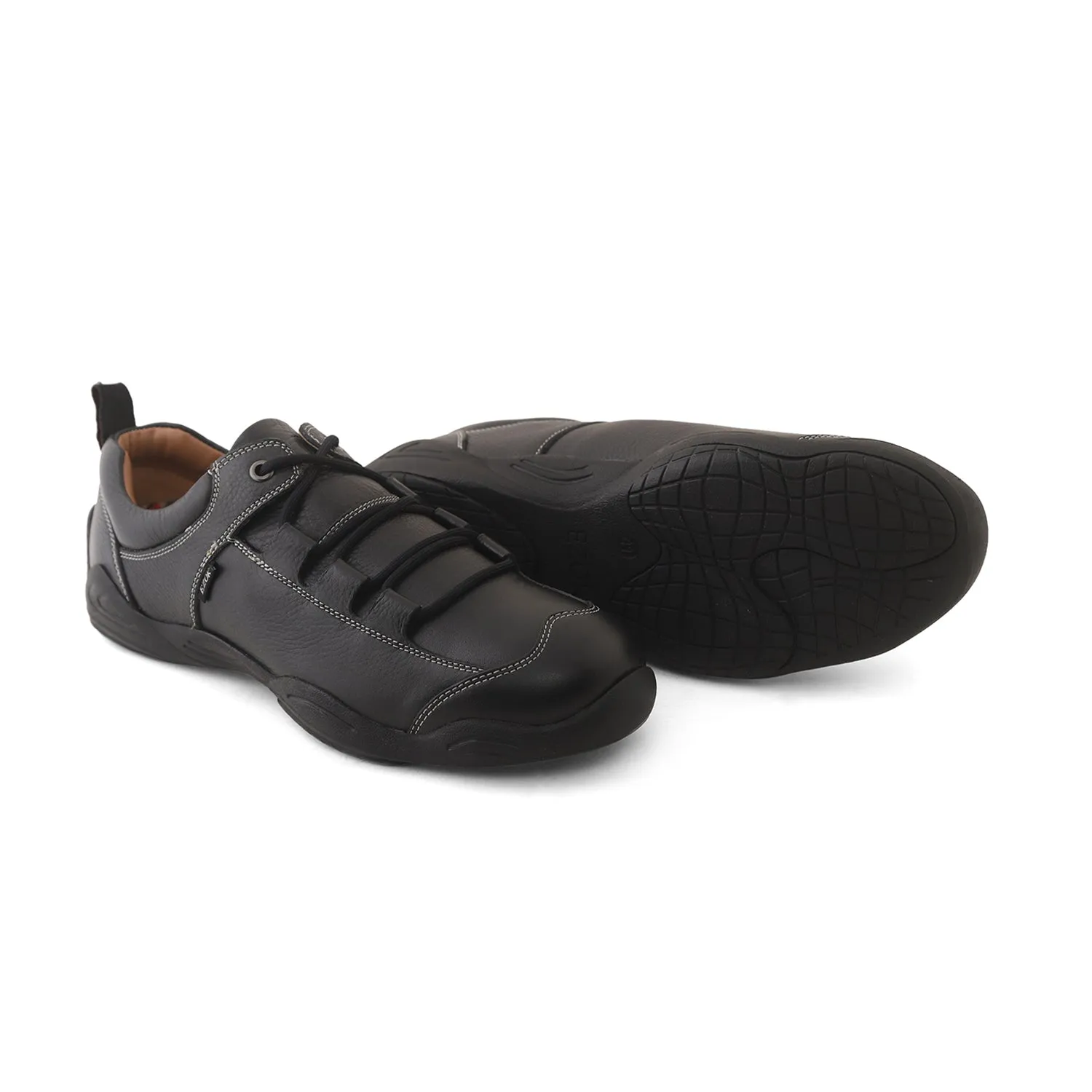 Ezok Mens Casual Black Leather Sneakers