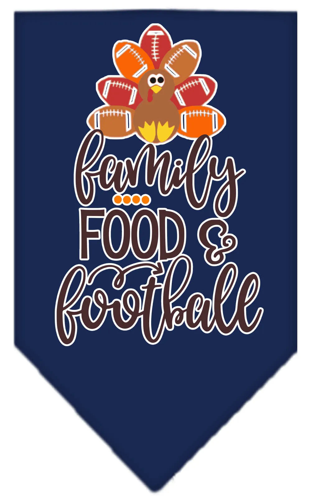 Family, Food, And Football Screen Print Bandana Navy Blue Small