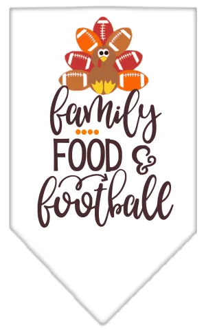 Family, Food, And Football Screen Print Bandana White Large