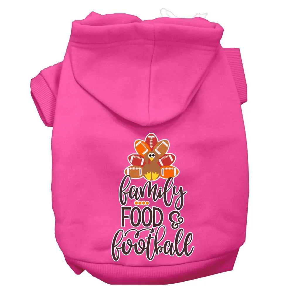 Family, Food, And Football Screen Print Dog Hoodie Bright Pink M