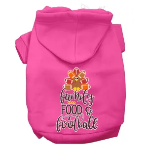 Family, Food, And Football Screen Print Dog Hoodie Bright Pink M