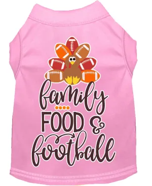 Family, Food, And Football Screen Print Dog Shirt Light Pink Xl