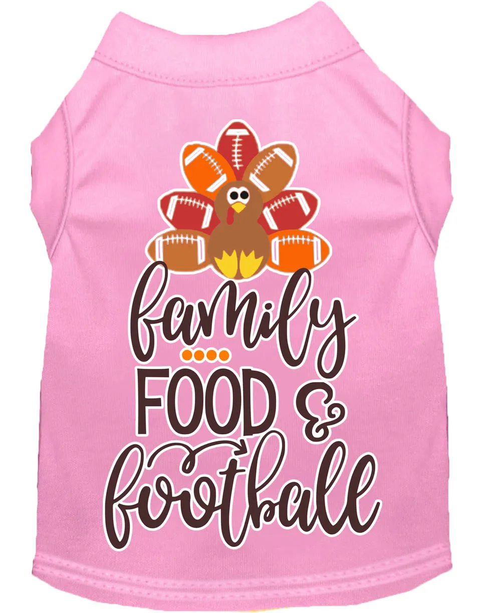 Family, Food, And Football Screen Print Dog Shirt Light Pink Xl