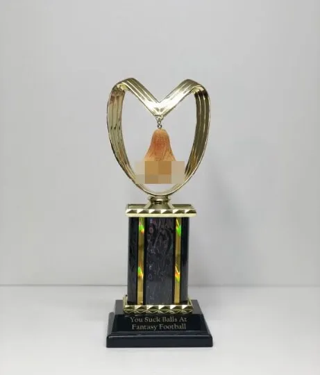 Fantasy Football Funny Trophy Sacko You Suck Balls Loser Trophy Last Place FFL Trophy You Suck HAIRY Balls Adult Humor Gag Gift Testicle