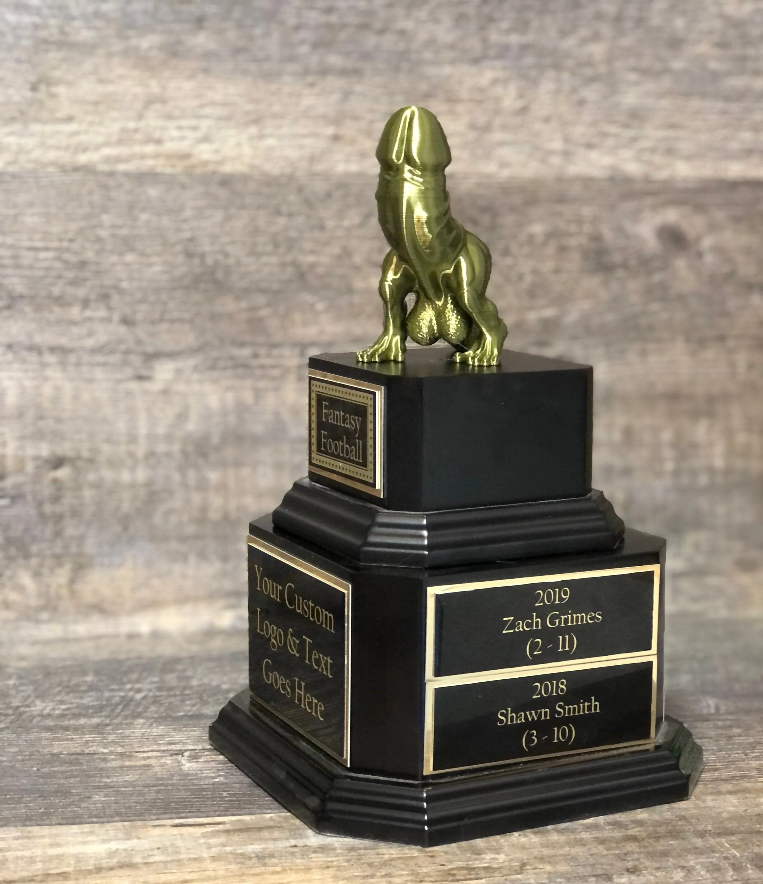 Fantasy Football Trophy Dickasaurus LOSER Trophy FFL Trophy Funny Award Perpetual Trophy Last Place Dinosaur Dickhead Penis Award