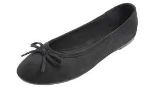 Feversole Women's Macaroon Faux Suede Memory Foam Cushion Insock Soft Ballet Flat Black