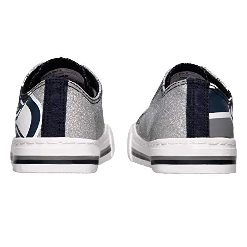 FOCO Seattle Seahawks NFL Womens Glitter Low Top Canvas Shoes - 6