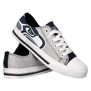 FOCO Seattle Seahawks NFL Womens Glitter Low Top Canvas Shoes - 6