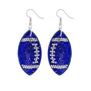 FOOTBALL EARRINGS: Blue Rhinestone Puffy Felt Earring