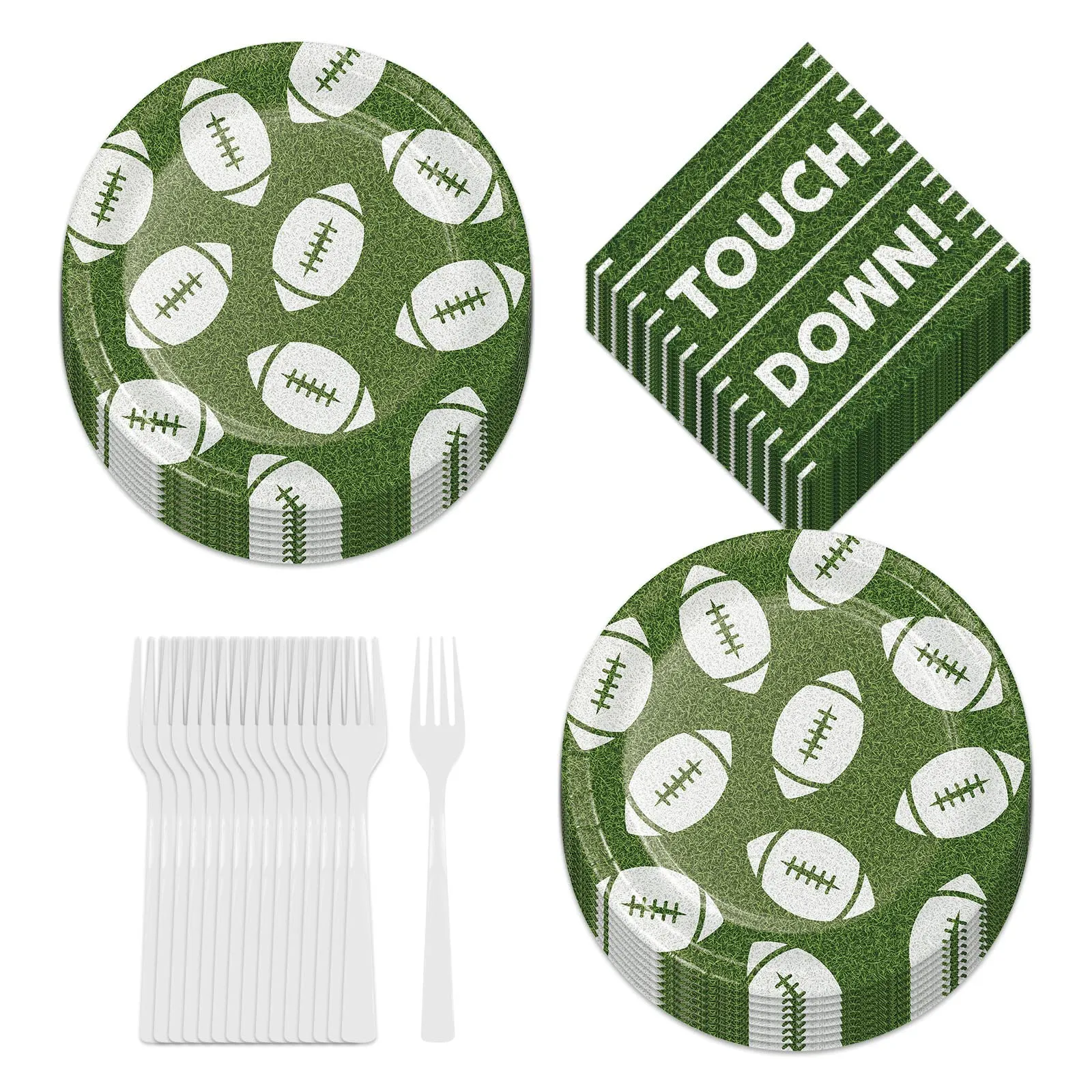 Football Fun Paper Dessert Plates and Touchdown Beverage Napkins (Serves 16)