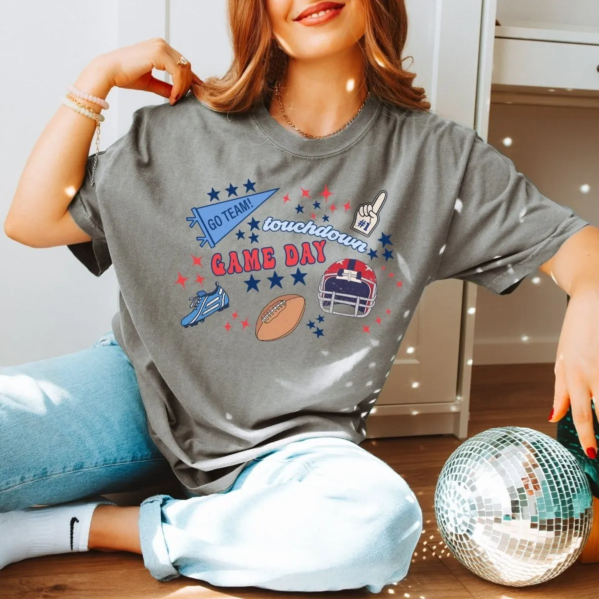 Football Game Day Retro Collage Comfort Color Tee