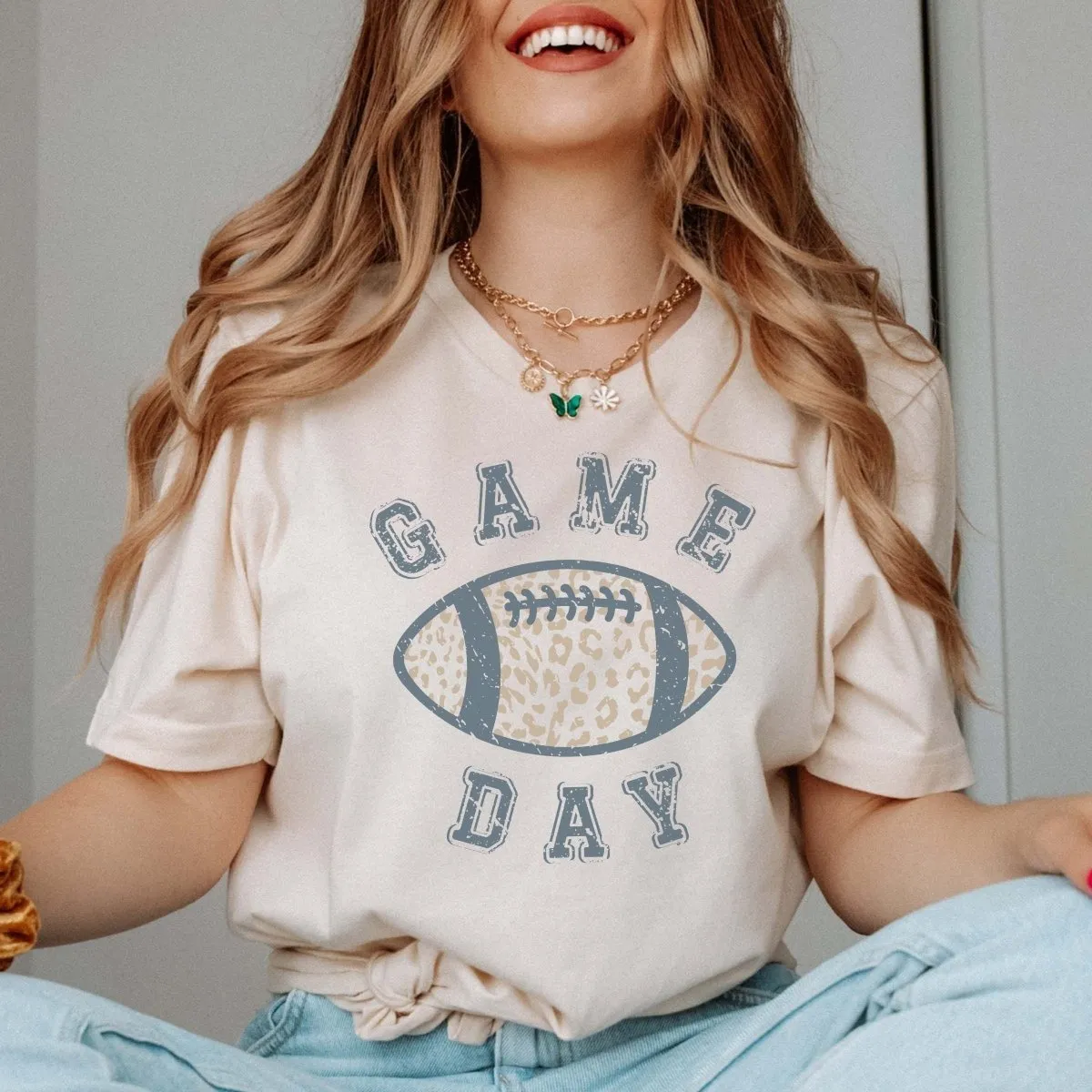 Game Day Leopard Football Wholesale Graphic Tee - Fast Shipping